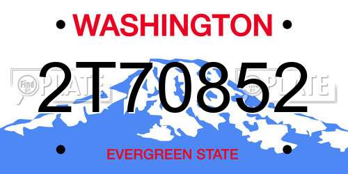 2T70852 Washington License Plate