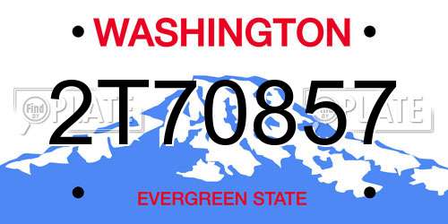 2T70857 Washington License Plate