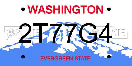 2T77G4 Washington License Plate