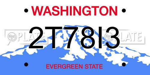 2T78I3 Washington License Plate