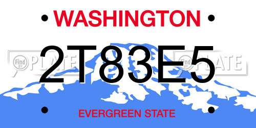 2T83E5 Washington License Plate