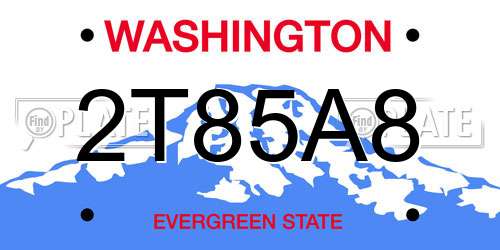 2T85A8 Washington License Plate