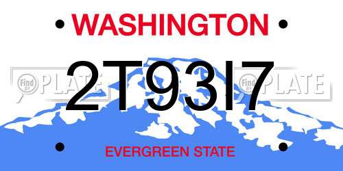 2T93I7 Washington License Plate