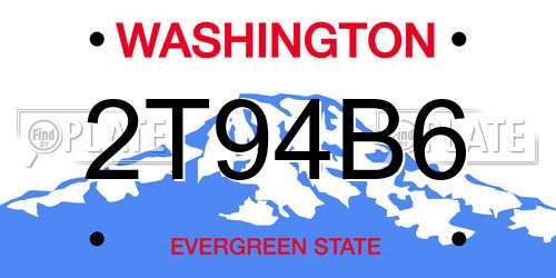 2T94B6 Washington License Plate