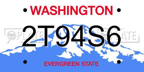2T94S6 Washington License Plate