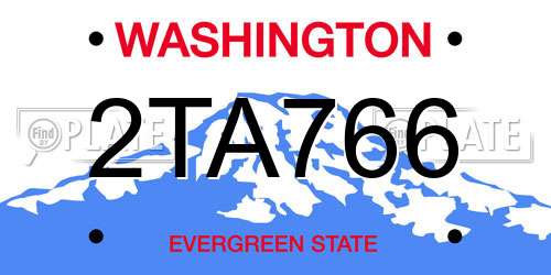 2TA766 Washington License Plate