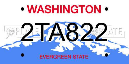 2TA822 Washington License Plate
