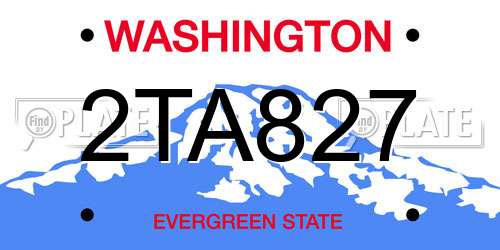 2TA827 Washington License Plate