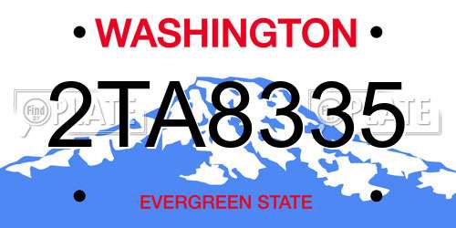2TA8335 Washington License Plate