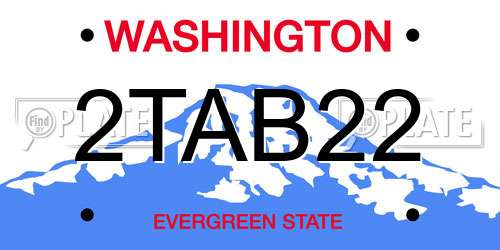 2TAB22 Washington License Plate