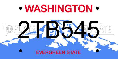 2TB545 Washington License Plate