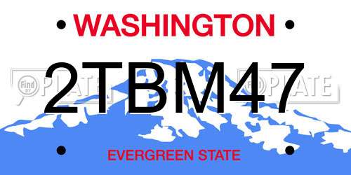 2TBM47 Washington License Plate