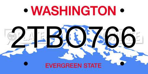 2TBO766 Washington License Plate