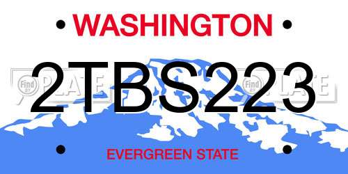 2TBS223 Washington License Plate
