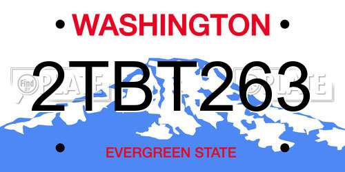 2TBT263 Washington License Plate
