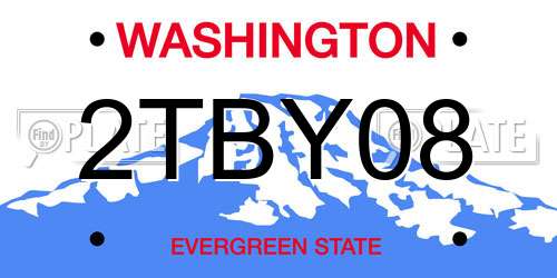 2TBY08 Washington License Plate