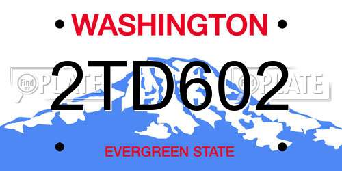2TD602 Washington License Plate