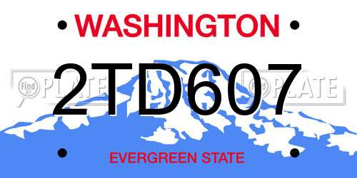 2TD607 Washington License Plate