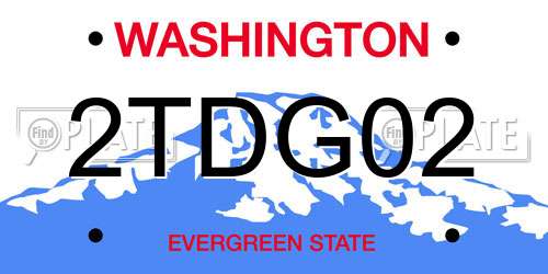 2TDG02 Washington License Plate