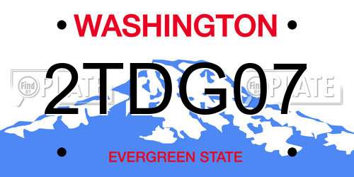 2TDG07 Washington License Plate