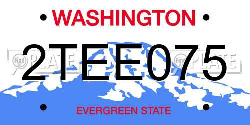 2TEE075 Washington License Plate