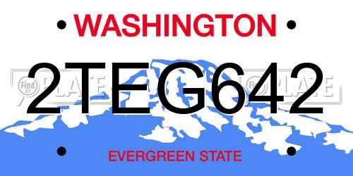 2TEG642 Washington License Plate