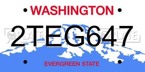 2TEG647 Washington License Plate