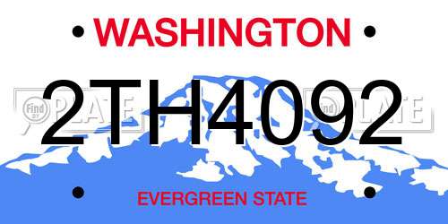 2TH4092 Washington License Plate