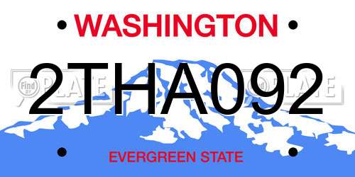 2THA092 Washington License Plate