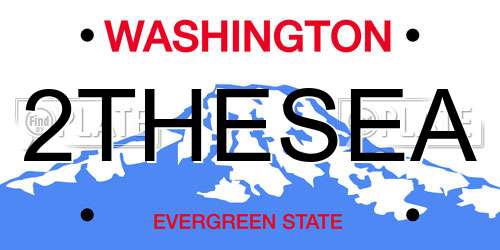 2THESEA Washington License Plate