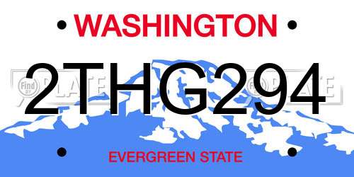 2THG294 Washington License Plate
