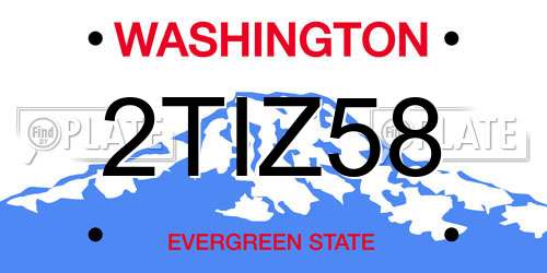 2TIZ58 Washington License Plate