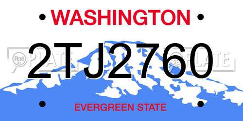 2TJ2760 Washington License Plate
