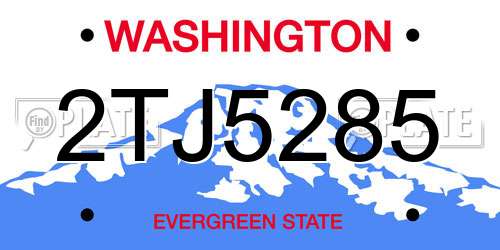2TJ5285 Washington License Plate