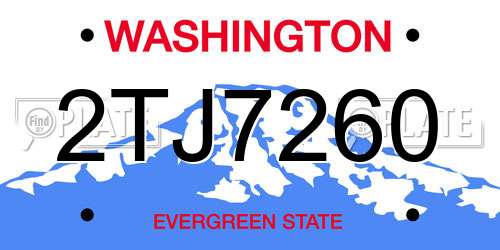 2TJ7260 Washington License Plate