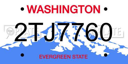 2TJ7760 Washington License Plate