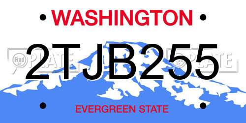 2TJB255 Washington License Plate