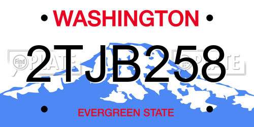 2TJB258 Washington License Plate