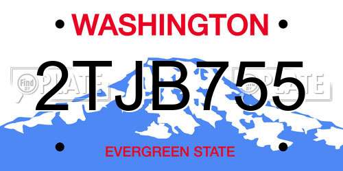 2TJB755 Washington License Plate