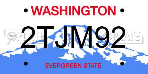 2TJM92 Washington License Plate