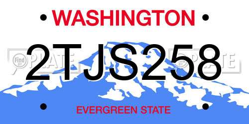 2TJS258 Washington License Plate