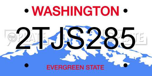 2TJS285 Washington License Plate
