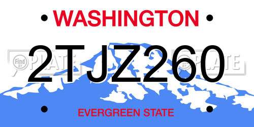 2TJZ260 Washington License Plate