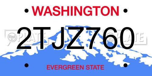 2TJZ760 Washington License Plate