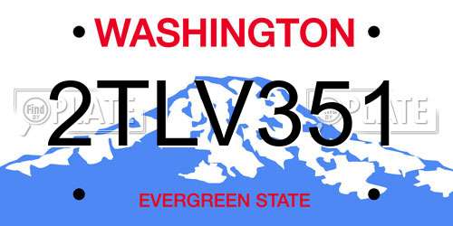 2TLV351 Washington License Plate