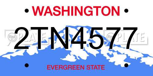 2TN4577 Washington License Plate