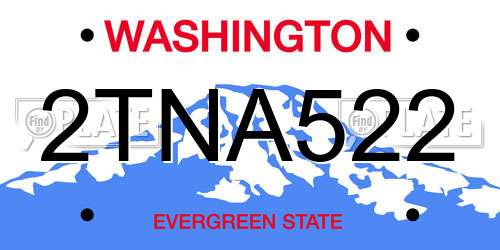 2TNA522 Washington License Plate
