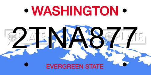 2TNA877 Washington License Plate
