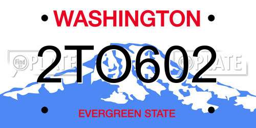 2TO602 Washington License Plate