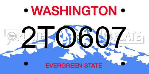 2TO607 Washington License Plate